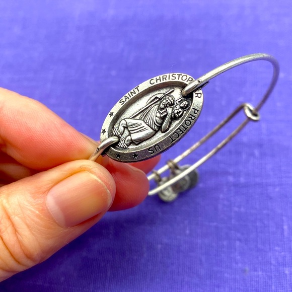 Vintage Alex & Ani silver toned religious bracelet with St. Christopher π - Picture 8 of 8